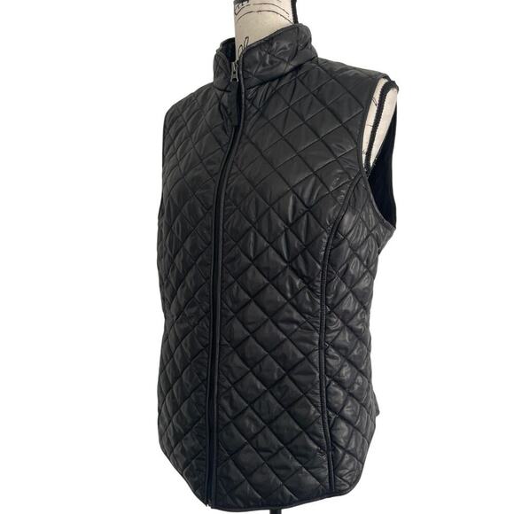 VAN HEUSEN PUFFER VEST MEN INSIDE POCKETS Sz L BLACK MOCK NECK COZZY VERSATILE - Picture 8 of 16